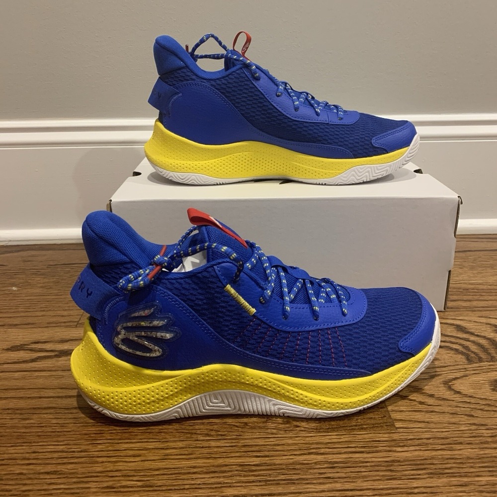 Under Armour UA CURRY 3Z7 Blue Yellow Basketball Shoes Men Size 11.5 3026622-400